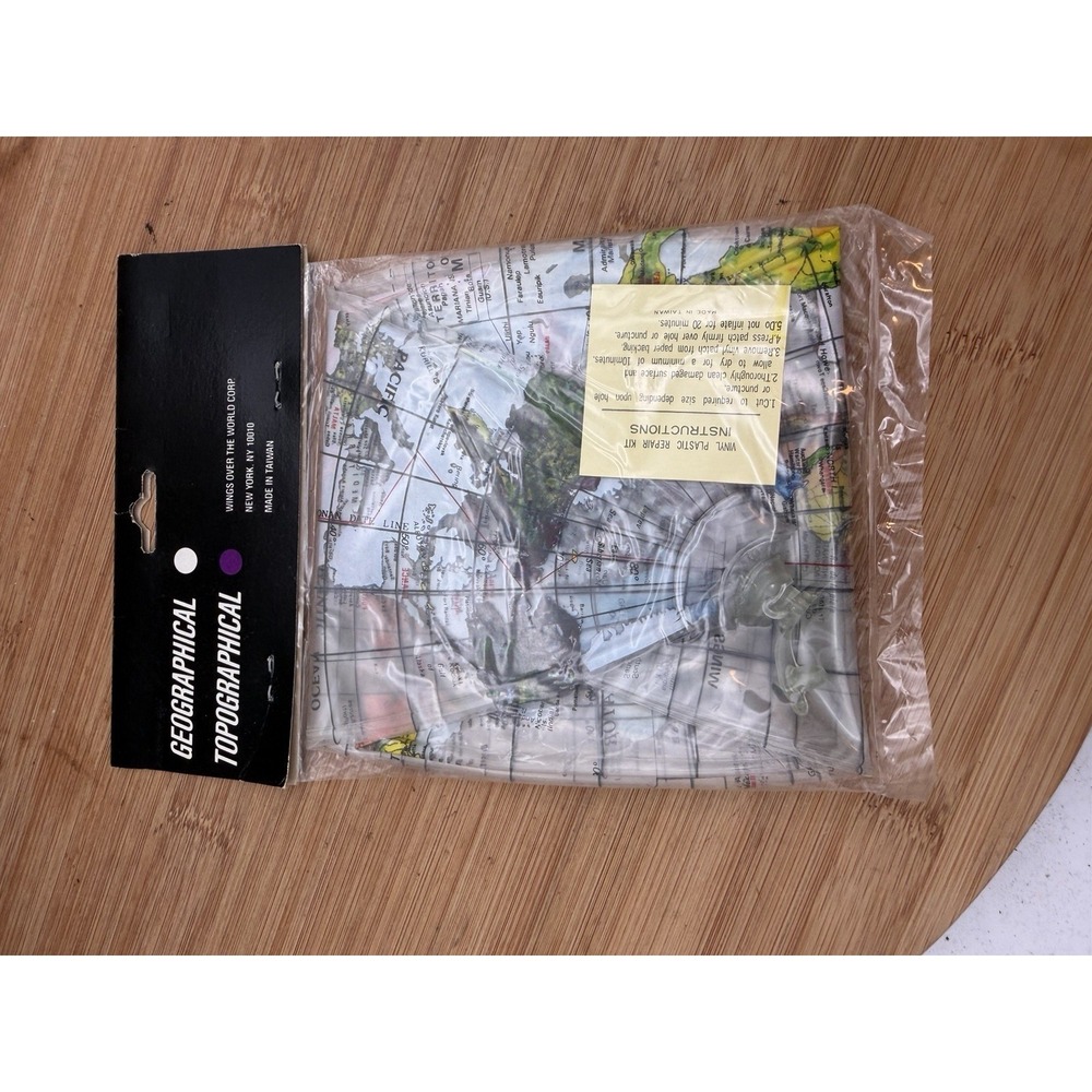 NEW Wings USA Inflatable‎ 12" World Globe GEOGRAPHICAL TOPOGRAPHICAL Educational